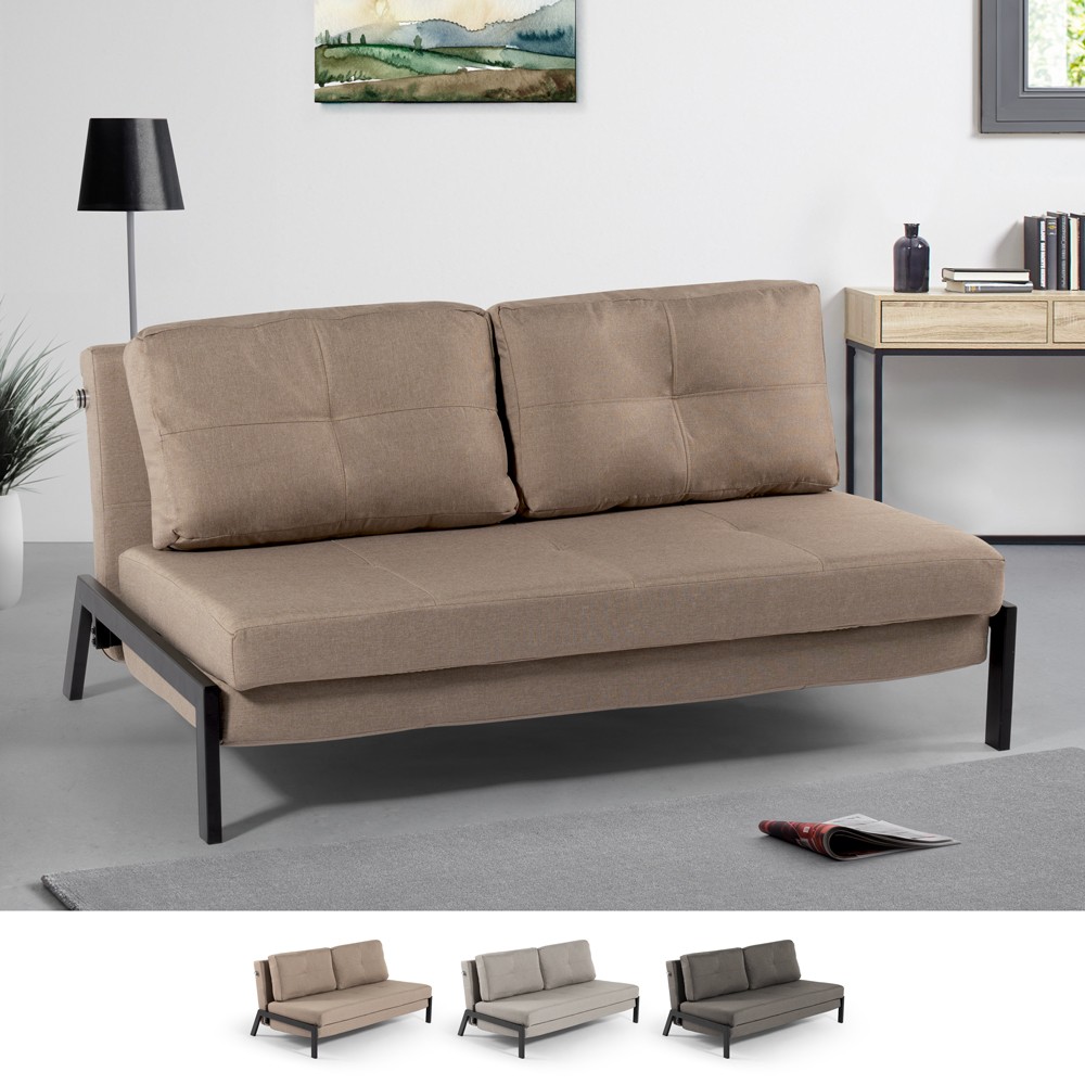 Sofá-cama moderno com 2 lugares em tecido para sala estar Bellamy
