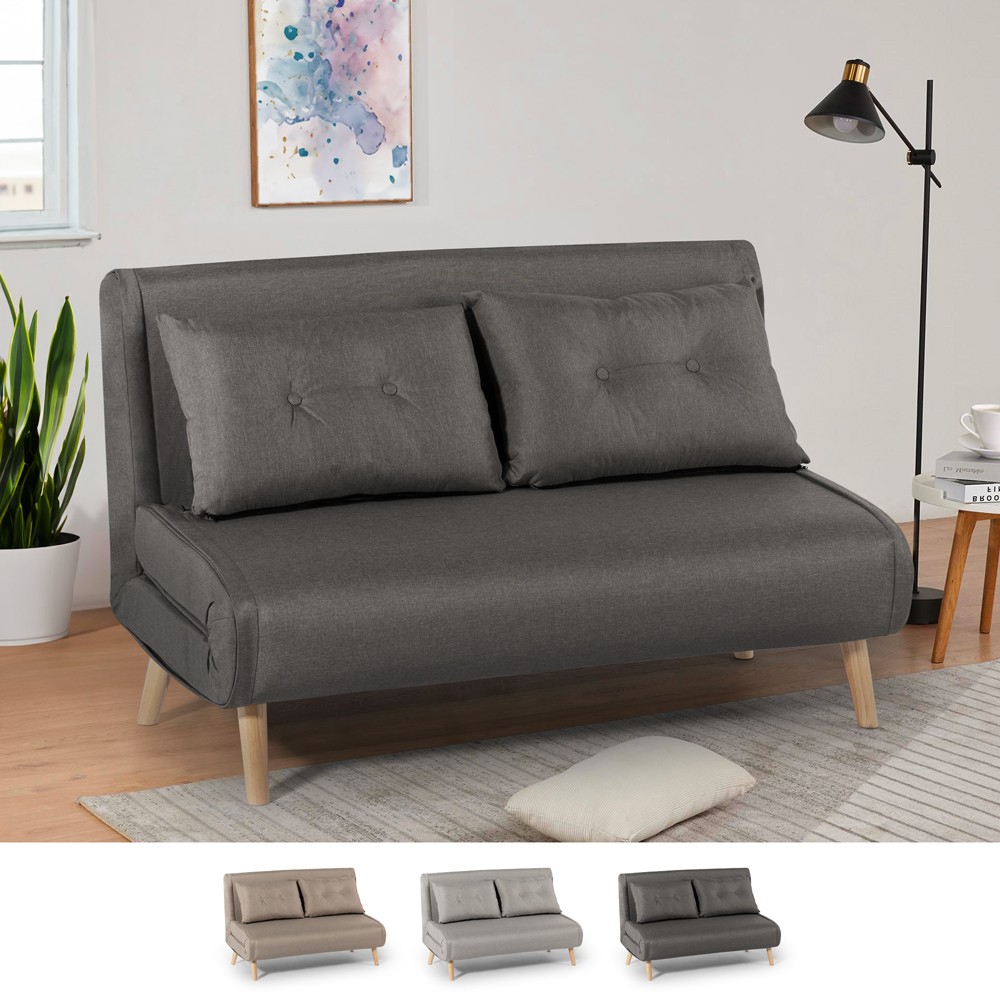 Sofá-cama sala de estar 2 lugares estilo escandinavo tecido Elettra