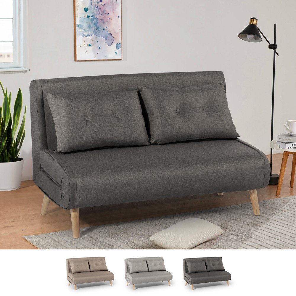 Sofá-cama sala de estar 2 lugares estilo escandinavo tecido veludo Elettra