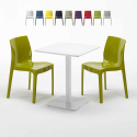 Mesa quadrada Branca Café Aço Moderna Uso profissional 60x60 Lemon Estoque