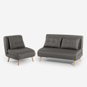 Conjunto sofá-cama + poltrona dobrável 2 lugares de estilo escandinavo em tecido Sienna Saldos