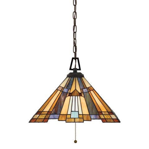 Lâmpada Tiffany de suspensão abajur vidro colorido 3 luzes Inglenook Promoção