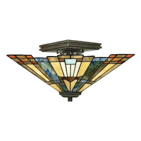 Plafoniera para teto Tiffany lâmpada clássica abajur 2 luzes Inglenook Promoção