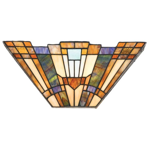 Luminária de parede estilo Tiffany aplique de vidro 2 luzes Inglenook Promoção