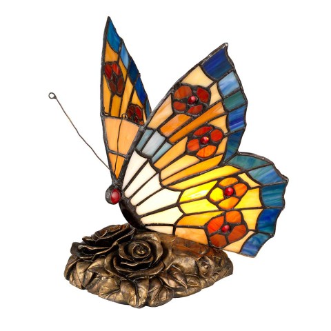 Lâmpada de Mesa Escrivaninha Tiffany Vidro Colorido Borboleta Obutterfly Promoção