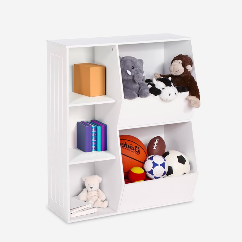 Organizador de brinquedos jogos para quarto de crianças branco com compartimentos Lutelle Promoção