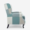 Poltrona patchwork relax bergère reclinabile poggiapiedi azzurro Ethron Descontos