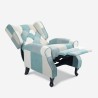Poltrona patchwork relax bergère reclinabile poggiapiedi azzurro Ethron Escolha