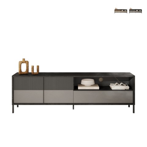 Móvel de TV moderno de apoio 205x40x44cm 2 portas gaveta Jahn Promoção
