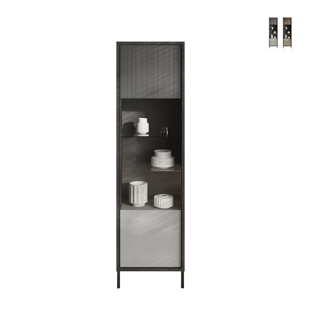 Vitrine moderna para sala com 2 prateleiras 55x40x203cm Winona