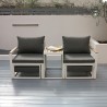 Conjunto de jardim modular com 2 poltronas + apoio pés + mesa de centro Qamal Descontos