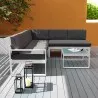 Salotto de jardim conjunto sofá exterior em canto + mesinha vidro Jamila Oferta