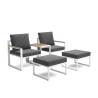 Conjunto de jardim modular com 2 poltronas + apoio pés + mesa de centro Qamal Estoque