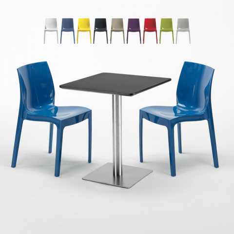 Mesa quadrada 60x60 cm com 2 Cadeiras Coloridas Ice Pistachio