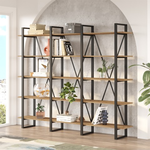 Estante de parede design moderno metal prateleiras madeira 220x34x180cm Batuan Promoção