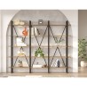 Estante de parede design moderno metal prateleiras madeira 220x34x180cm Batuan Descontos