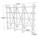 Estante de parede design moderno metal prateleiras madeira 220x34x180cm Batuan Estoque