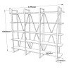 Estante de parede design moderno metal prateleiras madeira 220x34x180cm Batuan Estoque