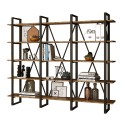Estante de parede design moderno metal prateleiras madeira 220x34x180cm Batuan Venda