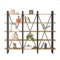 Estante de parede design moderno metal prateleiras madeira 220x34x180cm Batuan Saldos