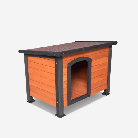 Cuccia para exterior jardim em madeira para cães de porte médio 85x60x60 Kody Promoção