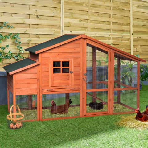 Galinheiro para galinhas em madeira pré-fabricado para jardim 198x75x116 Ciky Promoção