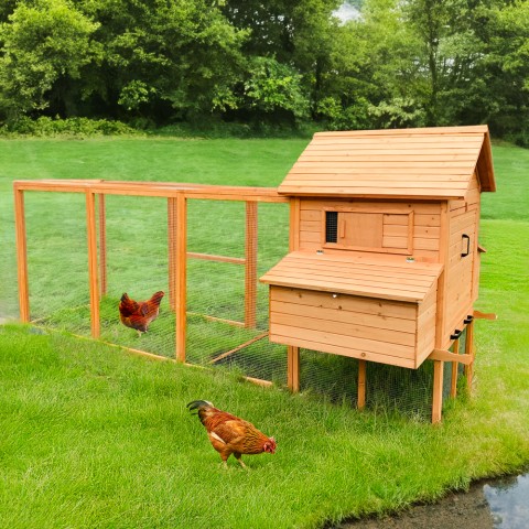 Galinheiro de Jardim de madeira elevado para galinhas com 370x174x172 Hegg Promoção