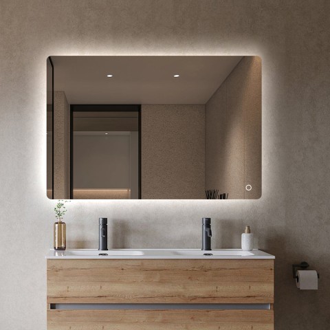 Espelho de banheiro retroiluminado com luzes LED retangular 70x90cm Strokkur L Promoção
