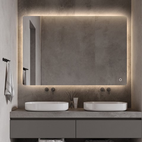 Espelho de banheiro moderno com luzes LED retroiluminadas 75x100cm Strokkur XL Promoção