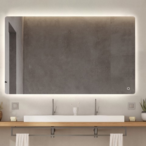 Espelho de banheiro 130x80cm design retroiluminado luzes led Strokkur XXL Promoção