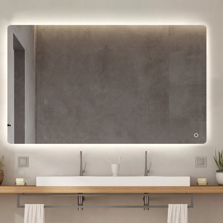 Espelho banheiro 130x80cm design retroiluminado luzes led Strokkur XXL Promoção