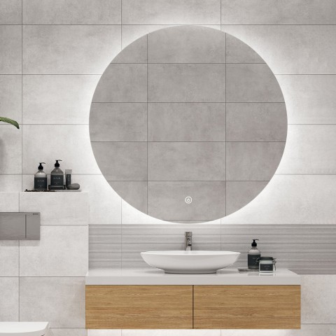 Espelho para o banheiro com luzes led redondo 80cm retroiluminado Rotorua XL Promoção