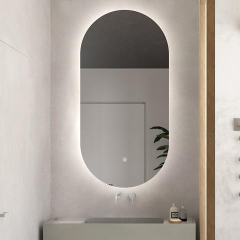 Espelho oval iluminado LED de 60x100cm moderno Konughs XL Promoção
