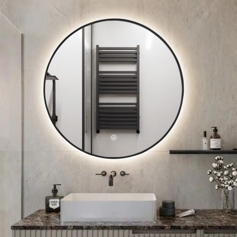 Espelho de banheiro led redondo 80cm moldura retroiluminada Laugarv XL Promoção