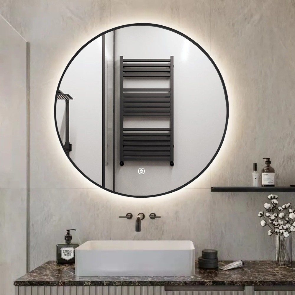 Espelho de banheiro led redondo 80cm moldura retroiluminada Laugarv XL