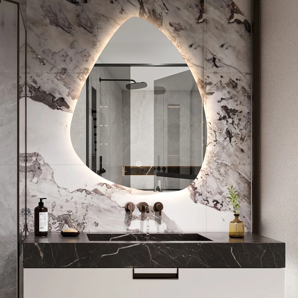 Espelho de Banheiro Iluminado 60x80cm led design em gota Vmidur L