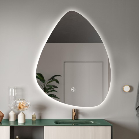 Espelho de banheiro retroiluminado led design em forma de gota 70x90cm Vmidur XL Promoção