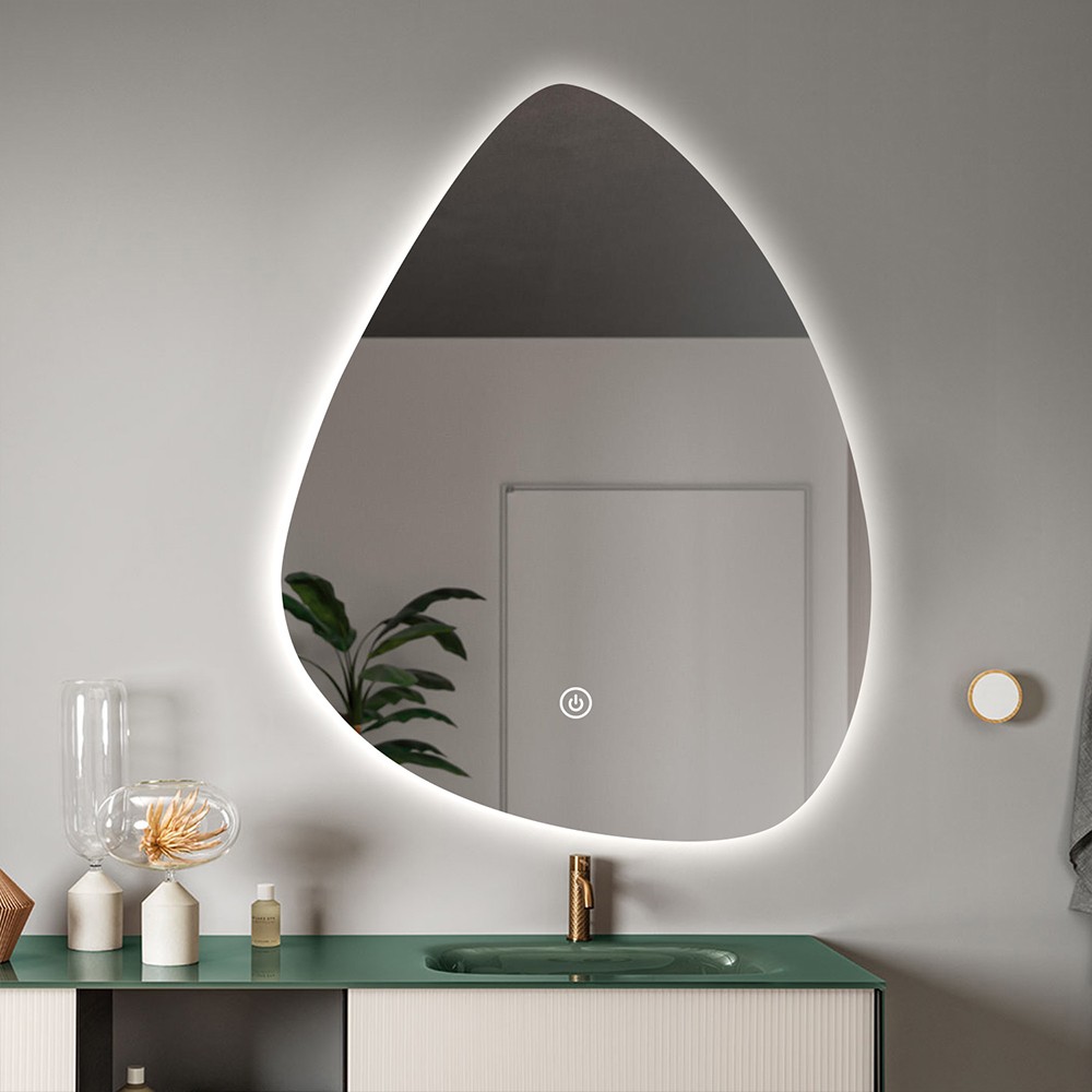 Espelho de banheiro retroiluminado led design em forma de gota 70x90cm Vmidur XL