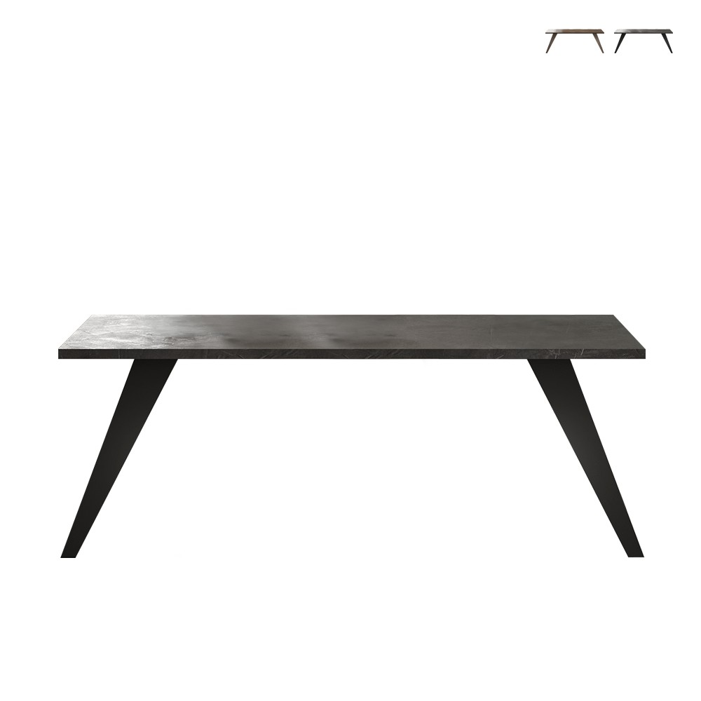 Mesa de jantar moderna em madeira 210x90cm pernas de ferro Anuk