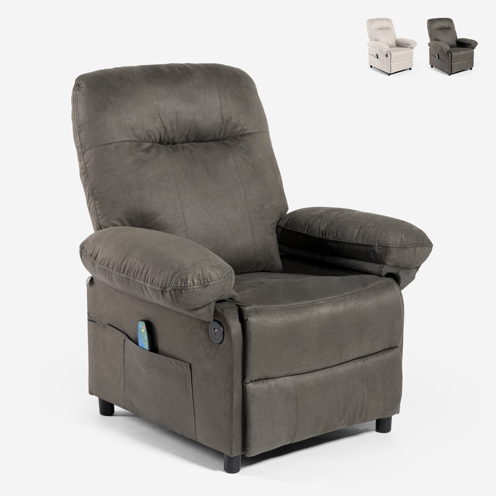 Poltrona de relaxamento reclinável com massagem USB e apoio para os pés Noemi