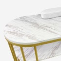 Mesa de manicure efeito mármore branco metal dourado 110x45x80cm Monika Saldos