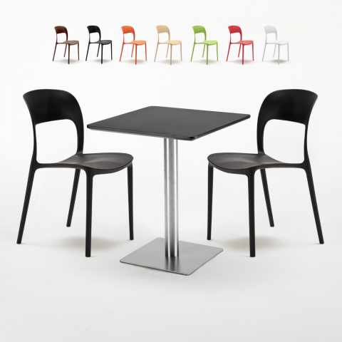Mesa quadrada 60x60 cm com 2 cadeiras coloridas Restaurant Pistachio
