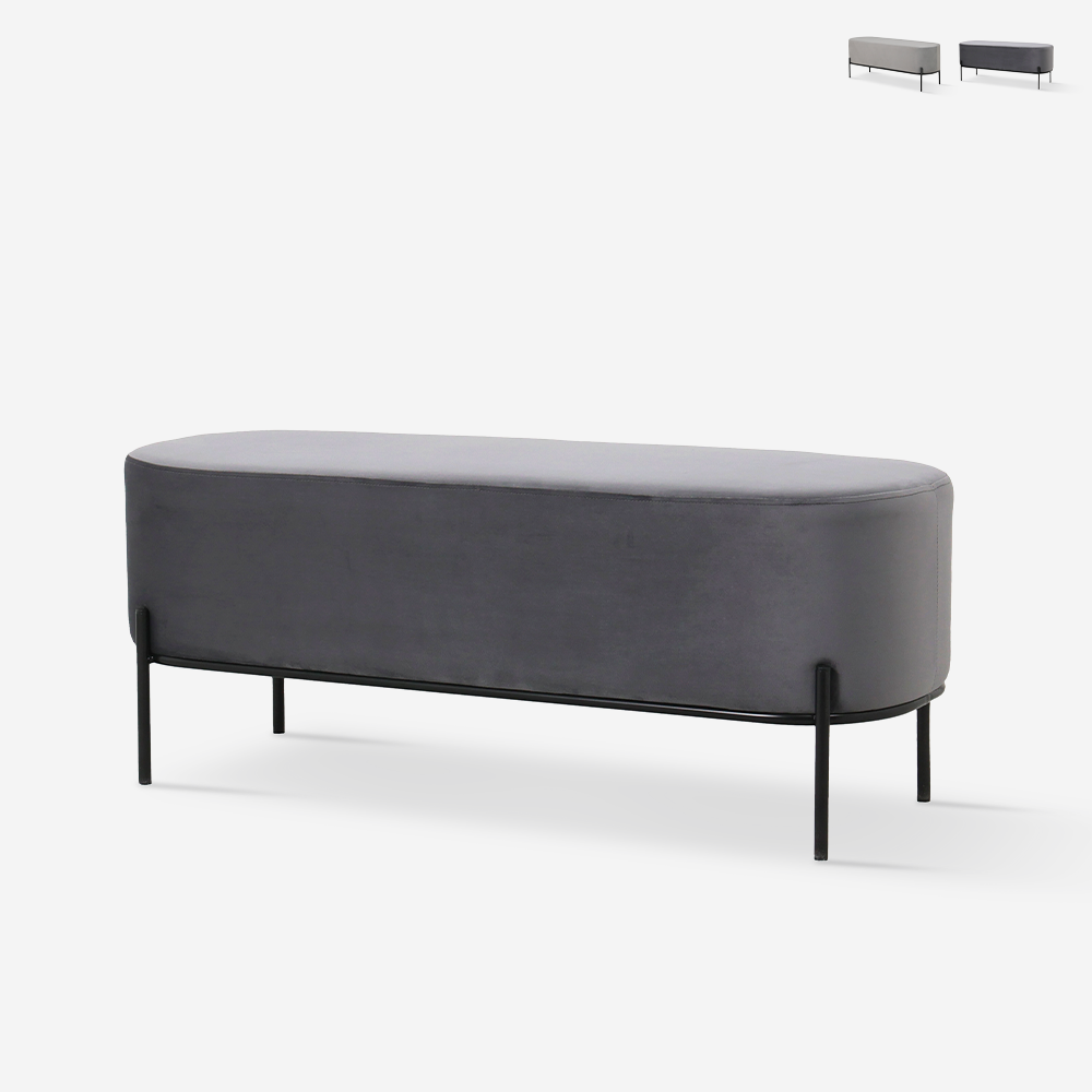 Pufe de apoio para os pés design em tecido de veludo cinza Monet