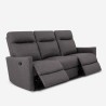Sofá 3 lugares reclinável e relaxante em couro sintético moderno cinza Kiros Descontos