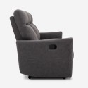 Sofá 3 lugares reclinável e relaxante em couro sintético moderno cinza Kiros Medidas