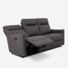 Sofá 3 lugares reclinável e relaxante em couro sintético moderno cinza Kiros Modelo