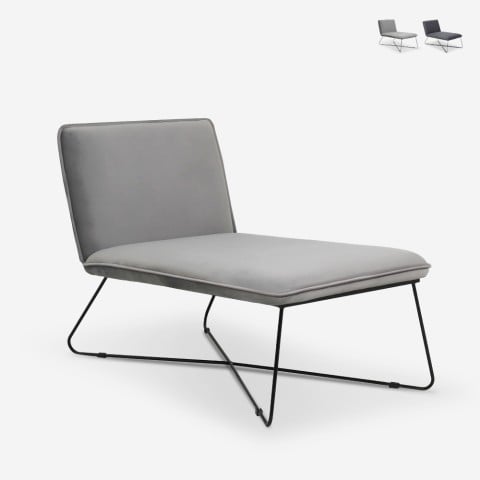 Poltrona chaise lounge design moderno minimalista em veludo Dumas Promoção