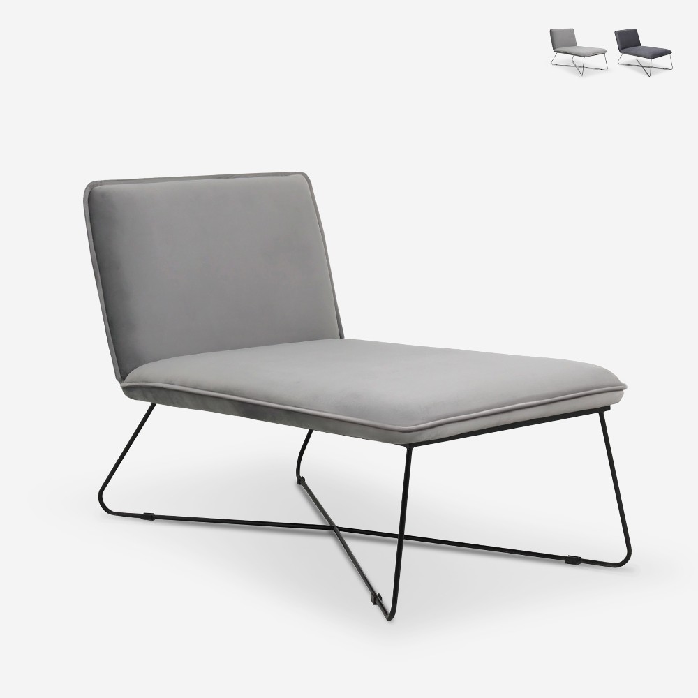 Poltrona chaise lounge design moderno minimalista em veludo Dumas