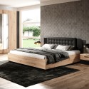 Cama de casal king size com armazenamento e cabeceira de madeira 180x200 Bartley Venda