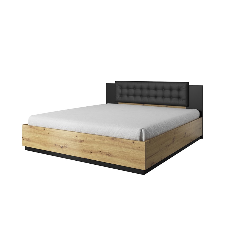 Cama de casal king size com armazenamento e cabeceira de madeira 180x200 Bartley Promoção Cama de casal king size com armazenamento e cabeceira de madeira 180x200 Bartley Promoção